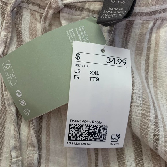 H&M‎ Beige Striped Regular Fit Linen Blend Trouser Pants - NWT - Picture 14 of 14